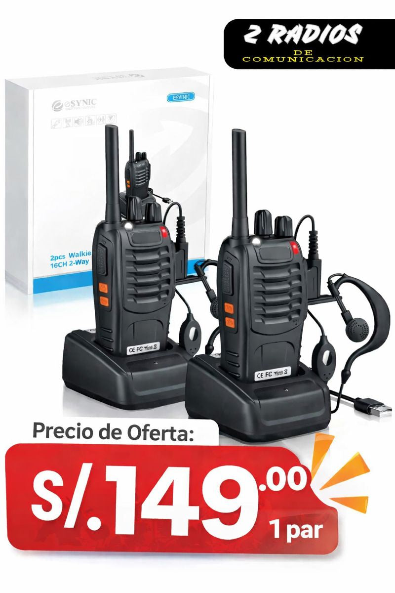 RADIOS WALKIE TALKIE 7KM AMERICANO 2 UNIDADES